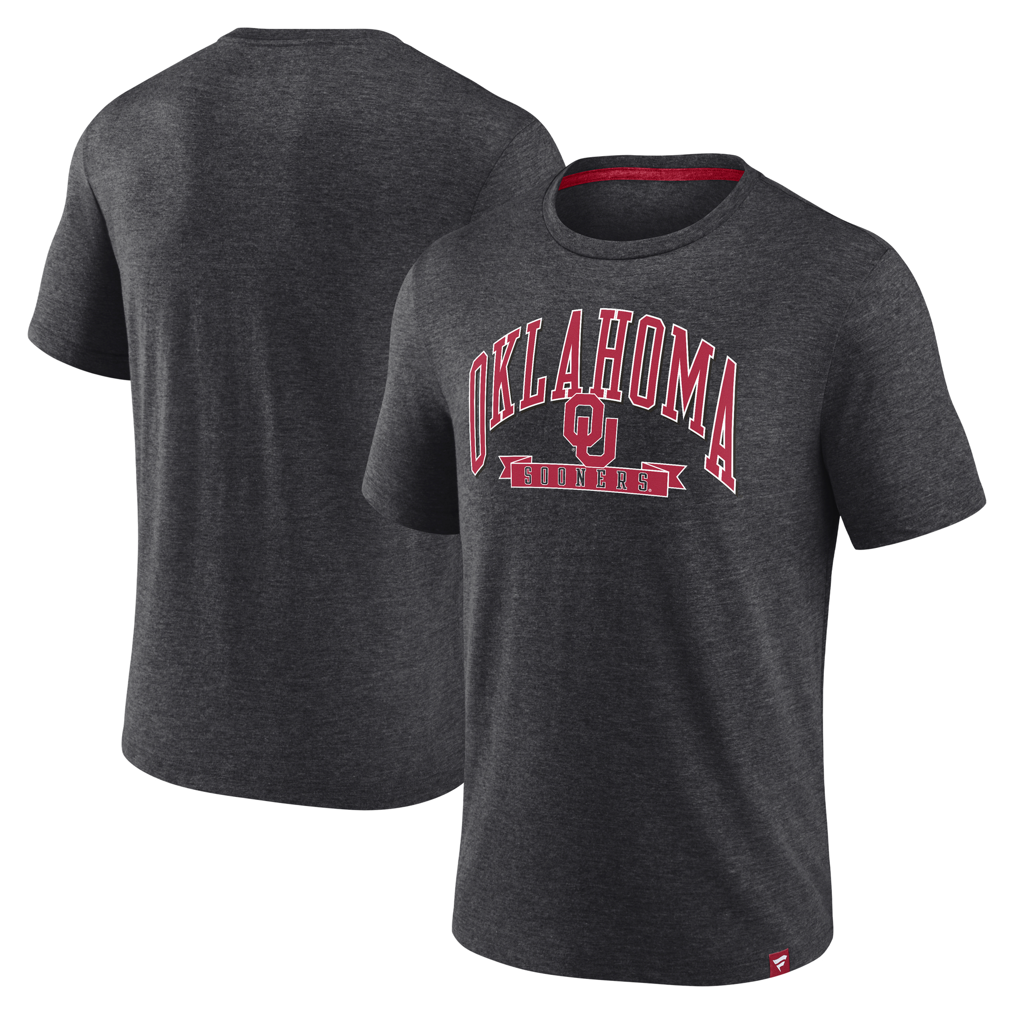 Men's Fanatics Heather Charcoal Oklahoma Sooners Center Block Classic Staple T-Shirt
